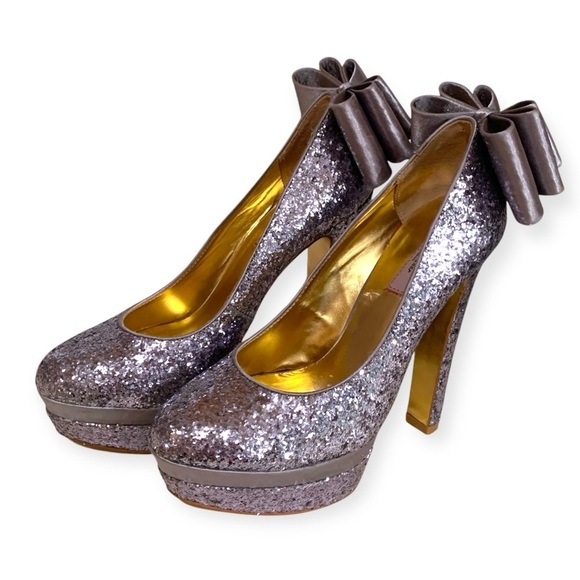 Ted Baker Oaker Silver Glitter Pumps - Picture 3 of 8